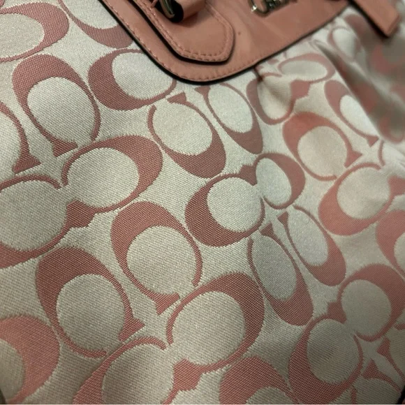 COACH ASHLEY PEONY PINK SIGNATURE CARRYALL HANDBAG SHOULDER BAG PURSE - Picture 12 of 16